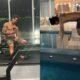 Gabriel Medina treina em academia de sua mansão e se refresca na piscina